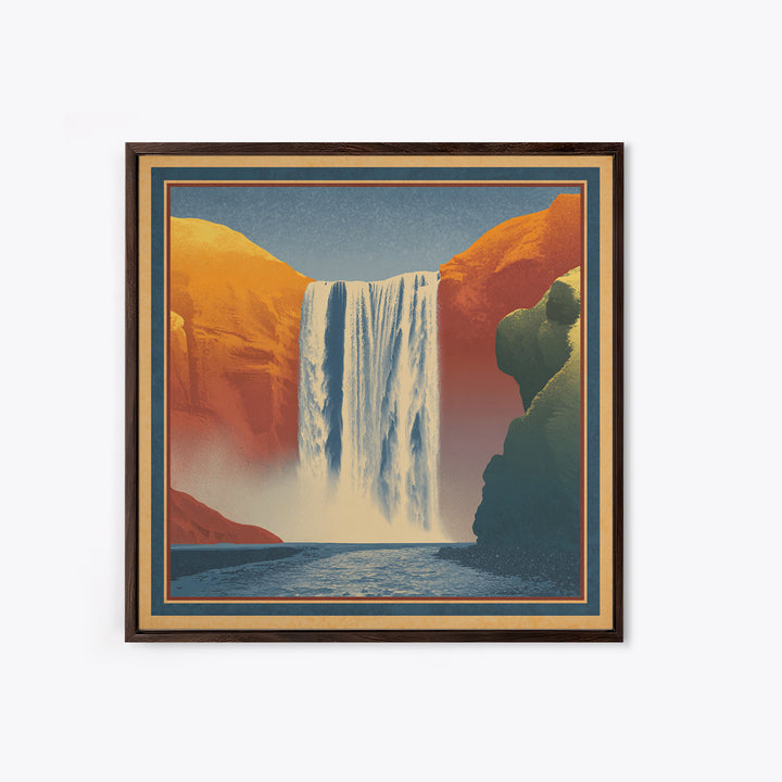 Iceland Waterfall and Northern Lights Canvas Print, Travel Poster(2), Neutral Decor, Living Room Decor, Fine Art, Voyage, TPO-1x1-86