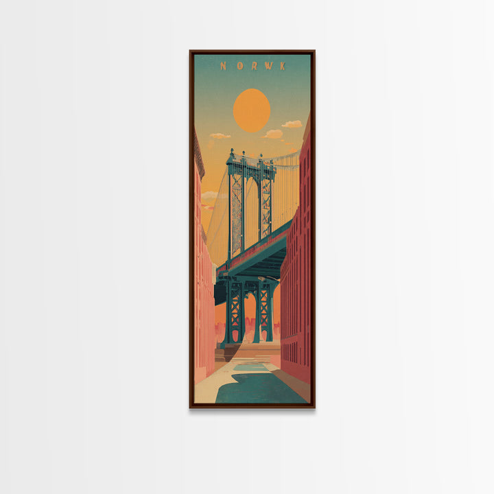 New York Bridge at Sunrise Canvas Print, Travel Poster(2), Travel Poster, Living Room Decor, Fine Art, Voyage, TPO-1x3-42