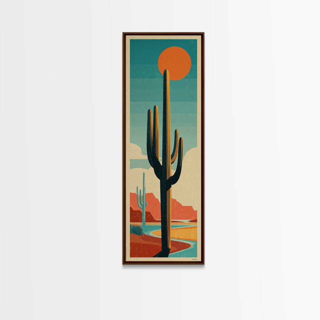 Mexico Cactus and Sun Travel Poster Canvas Print, Travel Poster(2), Modern Decor, Living Room Decor, Fine Art, Voyage, TPO-1x3-57