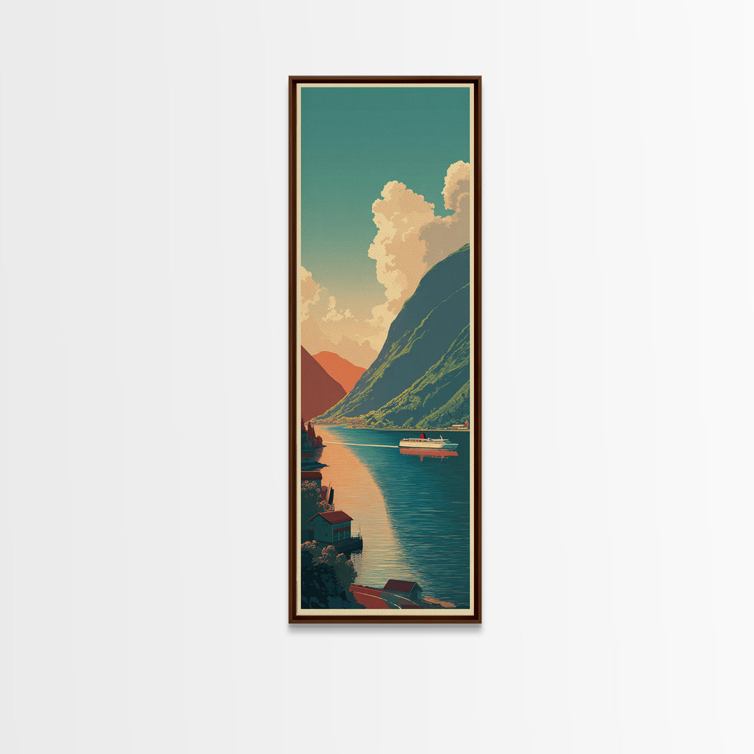 Norway Fjord Cruise Poster Framed Canvas Print, Travel Poster(2), Gallery Wall Set, Living Room Decor, Fine Art, Voyage, TPO-1x3-58