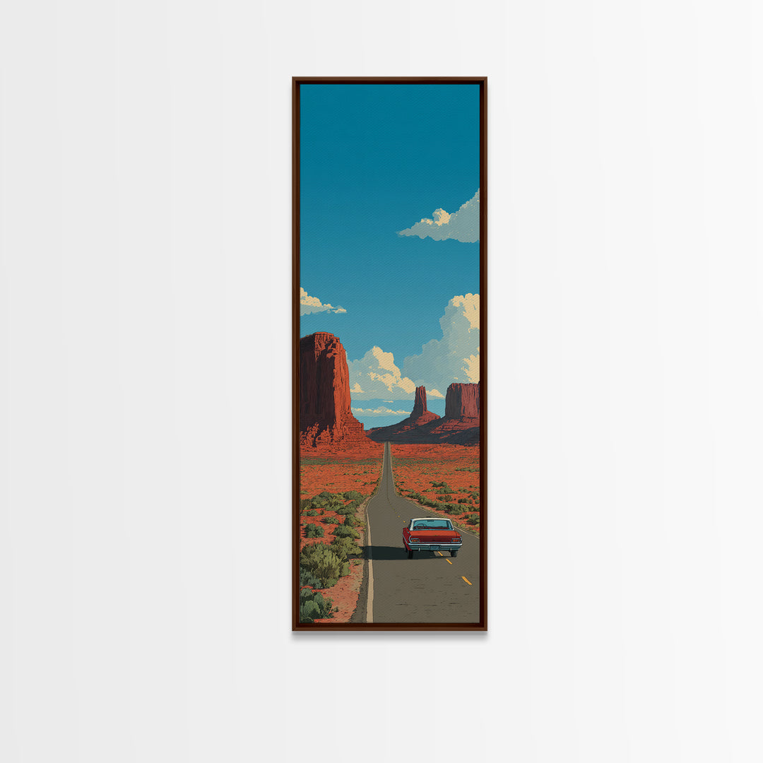 Route 66 Desert Road Canvas Print, Travel Poster(2), Travel Poster, Living Room Decor, Fine Art, Voyage, Textured Painting, TPO-1x3-99