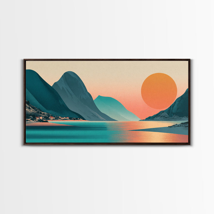 Norway Fjord Cruise Poster Framed Canvas Print, Travel Poster(2), Fine Art Print, Living Room Decor, Fine Art, Voyage, TPO-2x1-18