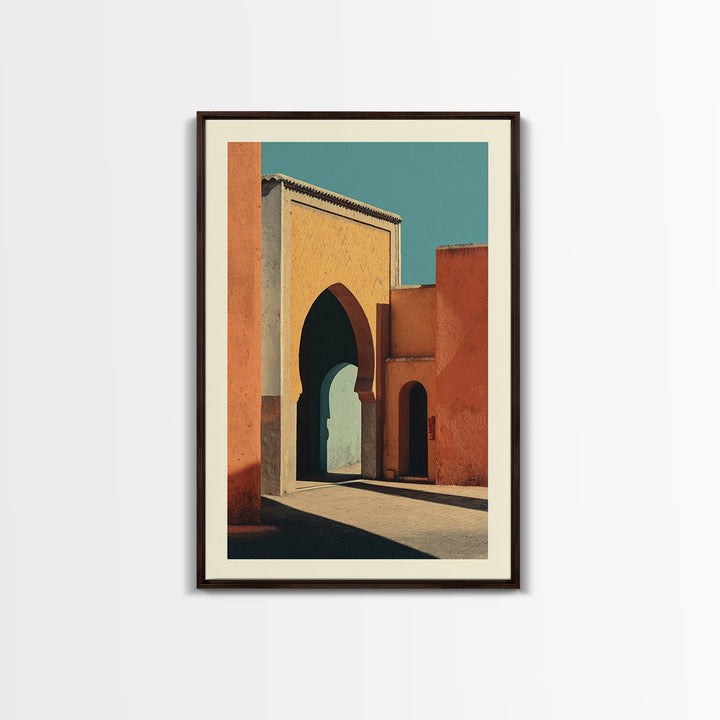Marrakesh Arch and Tile Pattern Poster Framed Canvas Print, Travel Poster(2), Wall Art, Living Room Decor, Fine Art, Voyage, TPO-2x3-1