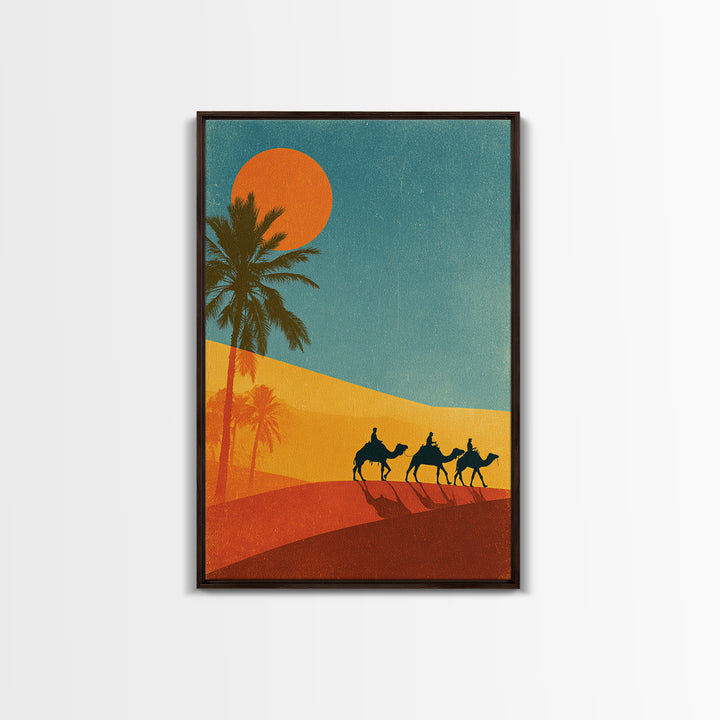 Moroccan Desert Caravan Travel Poster Canvas Print, Travel Poster(2), Gallery Decor, Living Room Decor, Oil Painting, Voyage, TPO-2x3-15