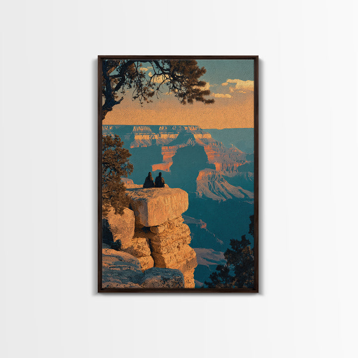 Grand Canyon Sunset Framed Canvas Print, Travel Poster(2), Wall Decor, Living Room Decor, Fine Art, Voyage, Wall Art, TPO-2x3-19