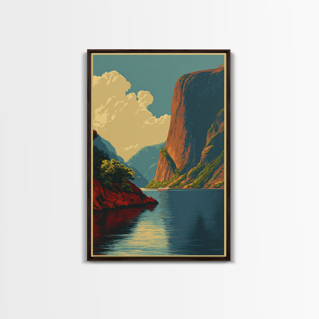 Norway Fjord Cruise Poster Framed Canvas Print, Travel Poster(2), Boho Decor, Living Room Decor, Fine Art, Voyage, Art Print, TPO-2x3-30