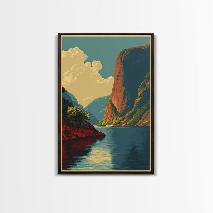 Norway Fjord Cruise Poster Framed Canvas Print, Travel Poster(2), Boho Decor, Living Room Decor, Fine Art, Voyage, Art Print, TPO-2x3-30