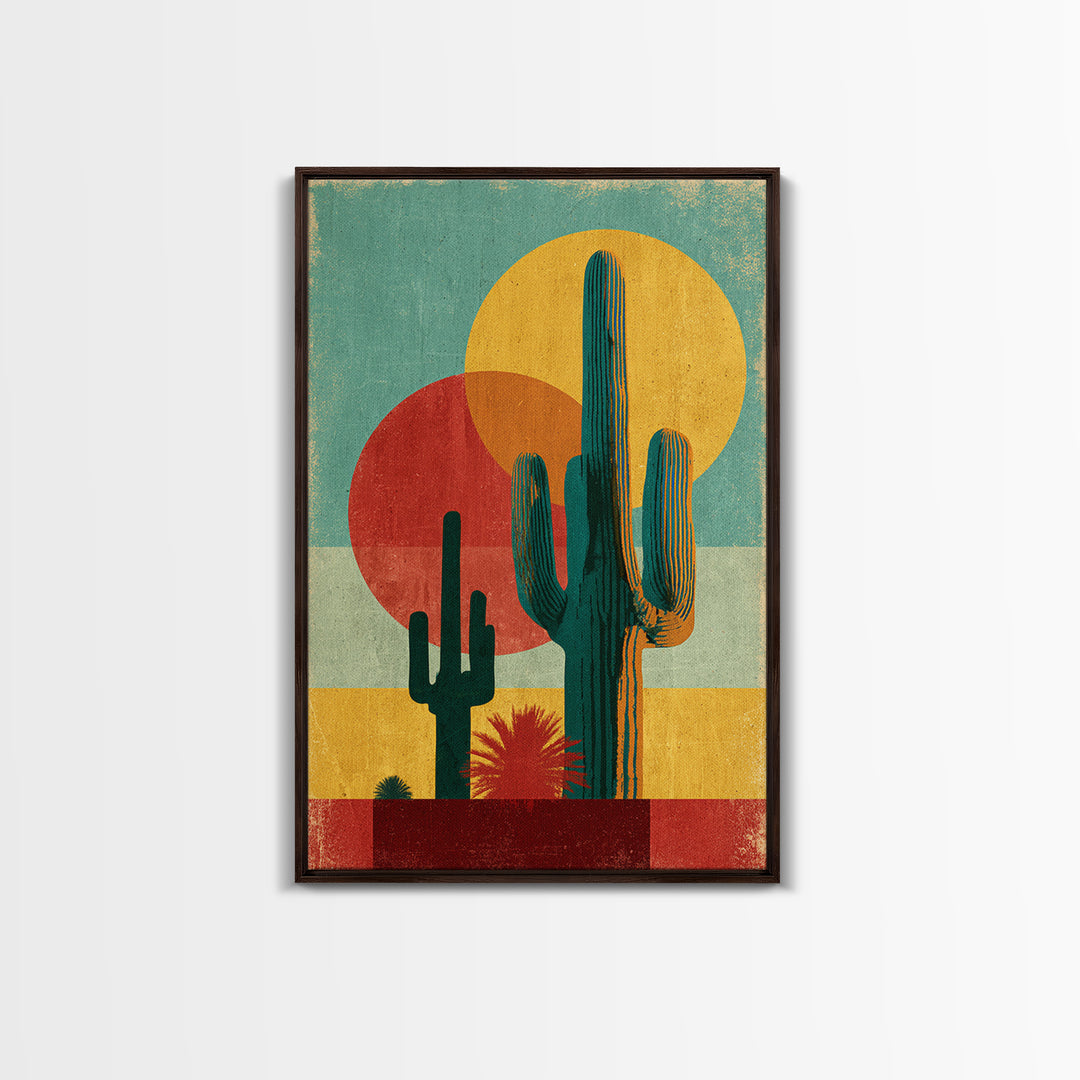 Mexico Cactus and Sun Travel Poster Canvas Print, Travel Poster(2), Home Decor, Living Room Decor, Voyage, Coastal Wall Art, TPO-2x3-5