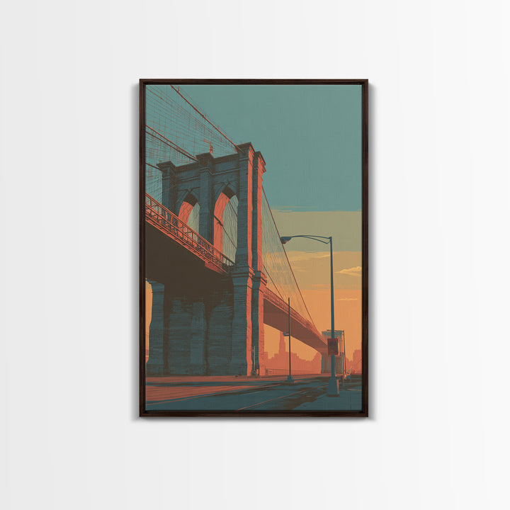 New York Bridge at Sunrise Canvas Print, Travel Poster(2), Printable Wall Art, Living Room Decor, Voyage, Downloadable Prints, TPO-2x3-86