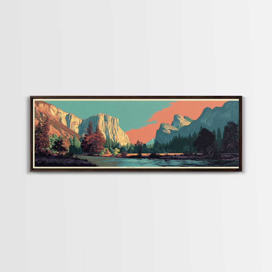 Yosemite Valley Graphic Canvas Print, Travel Poster(2), Fine Art Print, Living Room Decor, Fine Art, Voyage, Posters, TPO-3x1-19