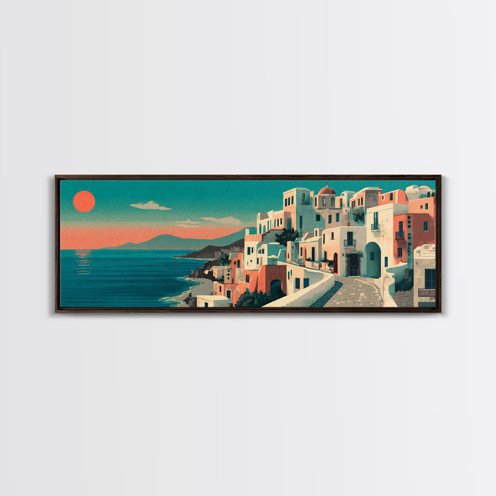 Santorini White Buildings and Cobalt Water Canvas Print, Travel Poster(2), City Wall Art, Living Room Decor, Fine Art, Voyage, TPO-3x1-20