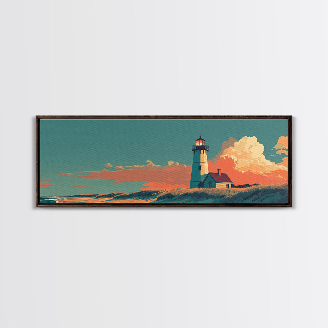 Cape Cod Lighthouse Summer Poster Canvas Print, Travel Poster(2), Digital Wall Art, Living Room Decor, Fine Art, Voyage, TPO-3x1-34