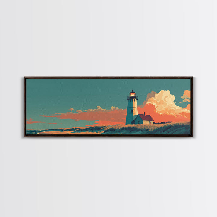 Cape Cod Lighthouse Summer Poster Canvas Print, Travel Poster(2), Digital Wall Art, Living Room Decor, Fine Art, Voyage, TPO-3x1-34
