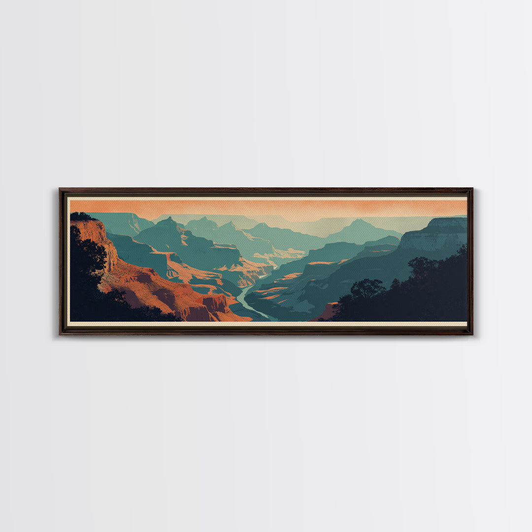 Grand Canyon Sunset Canvas Print, Travel Poster(2), Digital Print, Living Room Decor, Fine Art, Voyage, Mid Century Wall Art, TPO-3x1-75