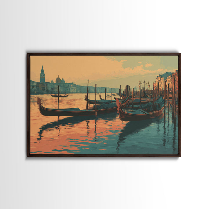 Venice Gondola Silhouette Canvas Print, Travel Poster(2), Living Room Wall Art, Living Room Decor, Voyage, City Wall Art, TPO-3x2-16