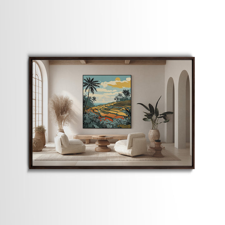 Bali Rice Terraces and Jungle Palms Canvas Print, Travel Poster(2), Poster Print, Living Room Decor, Fine Art, Voyage, TPO-3x2-17