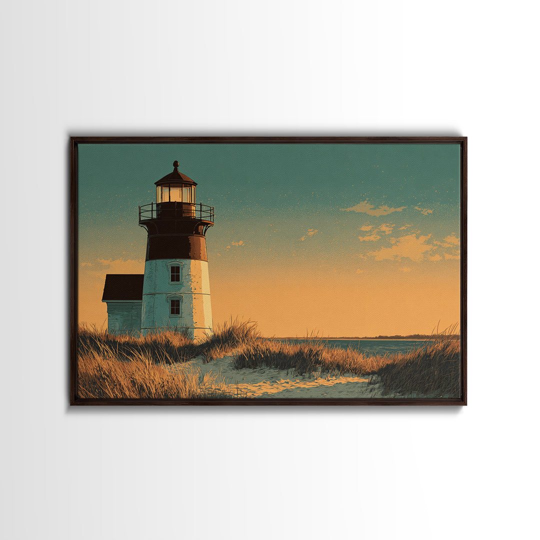 Cape Cod Lighthouse Summer Poster Canvas Print, Travel Poster(2), Wall Hanging, Living Room Decor, Voyage, Landscape Art, TPO-3x2-22