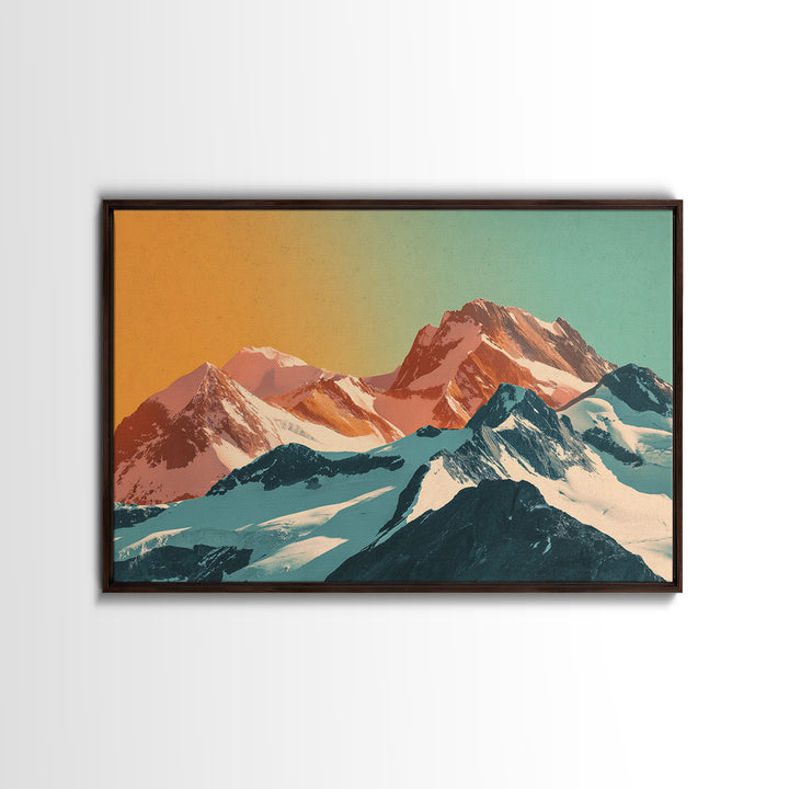 Swiss Alps Ski Poster Framed Canvas Print, Travel Poster(2), Downloadable Prints, Living Room Decor, Fine Art, Voyage, TPO-3x2-36