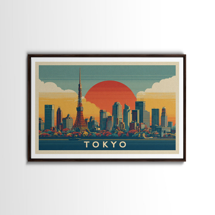 Tokyo Night Skyline Framed Canvas Print, Travel Poster(2), City Wall Art, Living Room Decor, Fine Art, Voyage, Luxury Decor, TPO-3x2-81