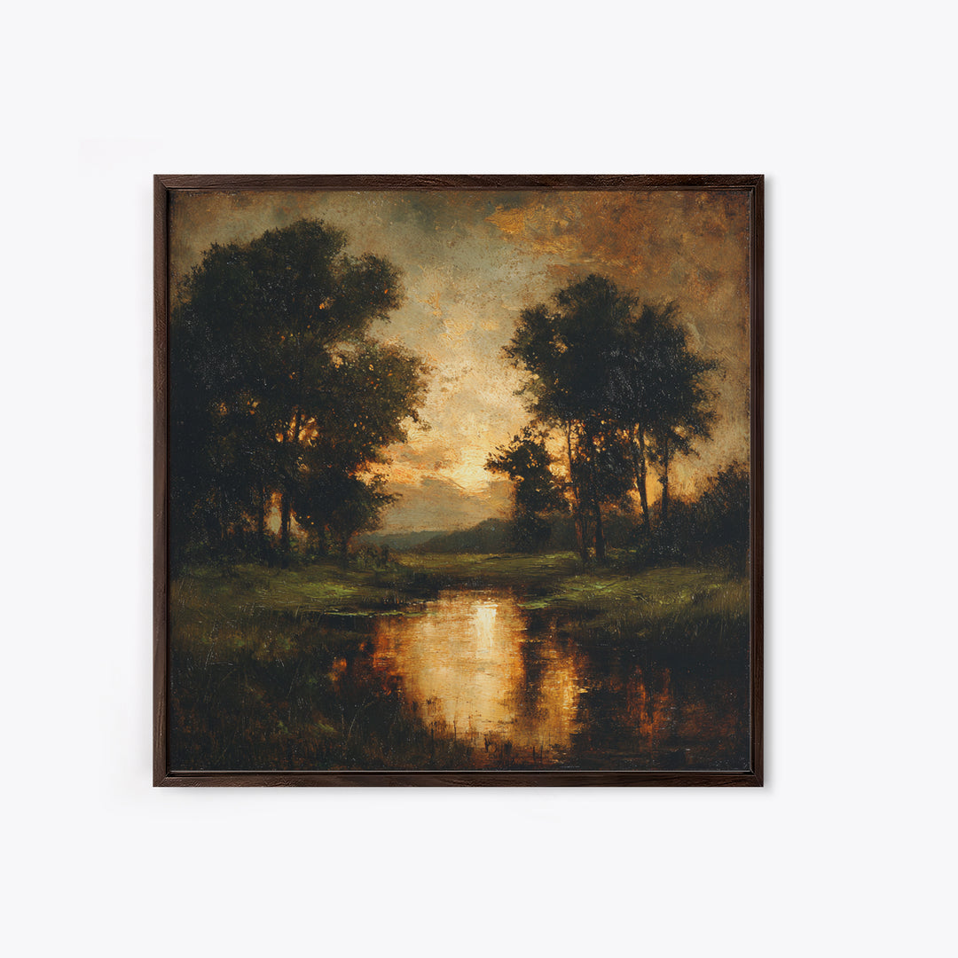 Classic Oil Painted Landscape Framed Canvas Print, Traditional Art, Modern Decor, Living Room Decor, Fine Art, Classic, TRA-1x1-1