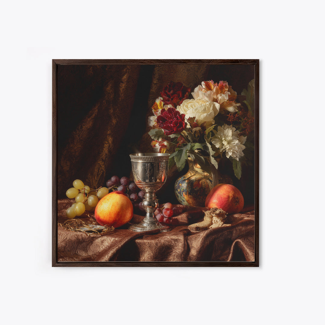 Dutch Fruit and Silver Goblet Still Life Canvas Print, Traditional Art, Pokemon Poster, Living Room Decor, Classic, Art Print, TRA-1x1-100