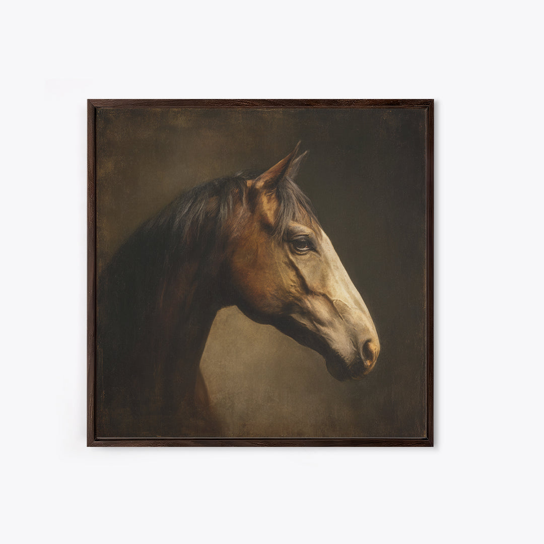 Realistic Horse Portrait Framed Canvas Print, Traditional Art, Art Commissions, Living Room Decor, Fine Art, Classic, TRA-1x1-27