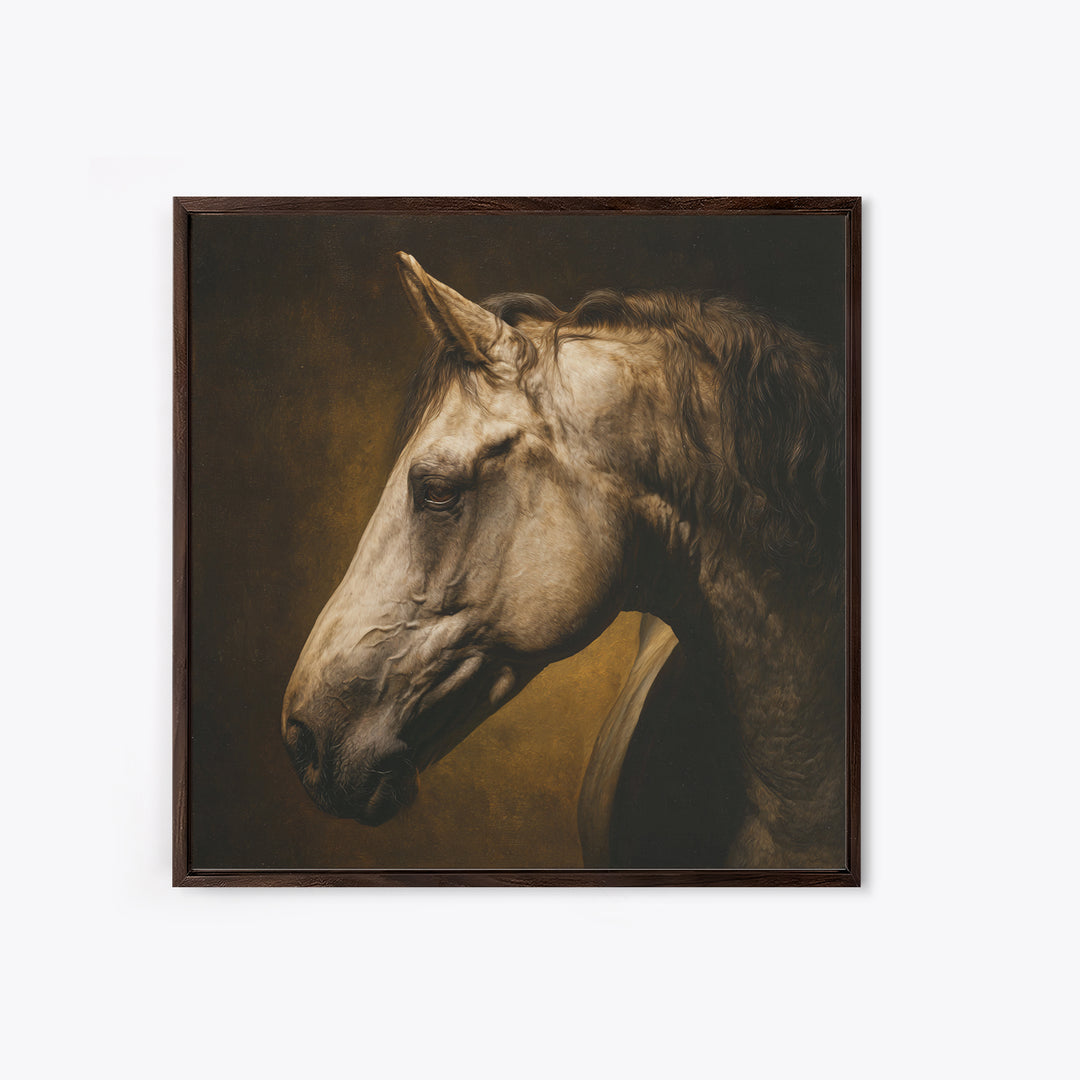 Realistic Horse Portrait Canvas Print, Traditional Art, Wall Hanging, Living Room Decor, Fine Art, Classic, Japanese Decor, TRA-1x1-3