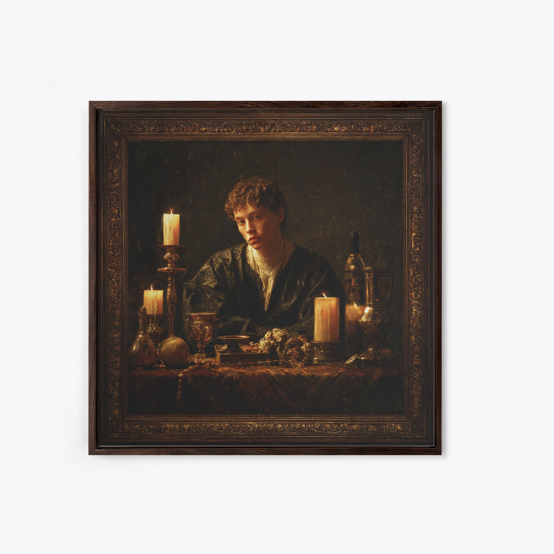 Classical Portrait with Dignified Lighting Framed Canvas Print, Traditional Art, Gallery Decor, Living Room Decor, Classic, TRA-1x1-32