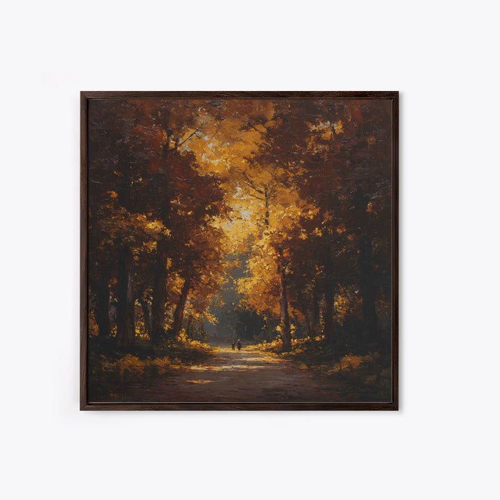 Autumn Forest Road Framed Canvas Print, Traditional Art, Room Decor, Living Room Decor, Fine Art, Classic, Digital Art, TRA-1x1-40