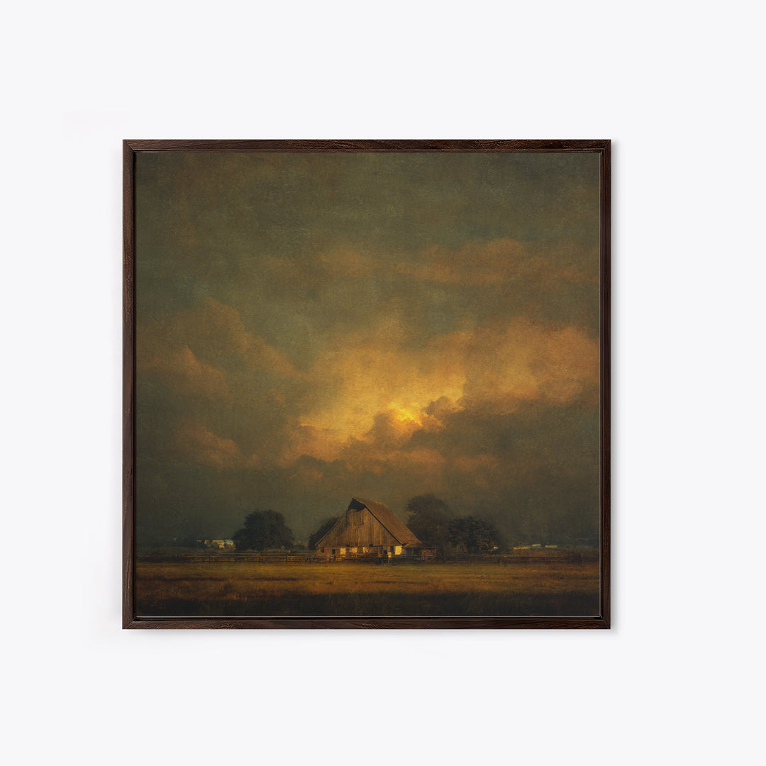 Barn and Farmland Framed Canvas Print, Traditional Art, Living Room Decor, Fine Art, Classic, Dark Art, Pokemon Poster, TRA-1x1-47