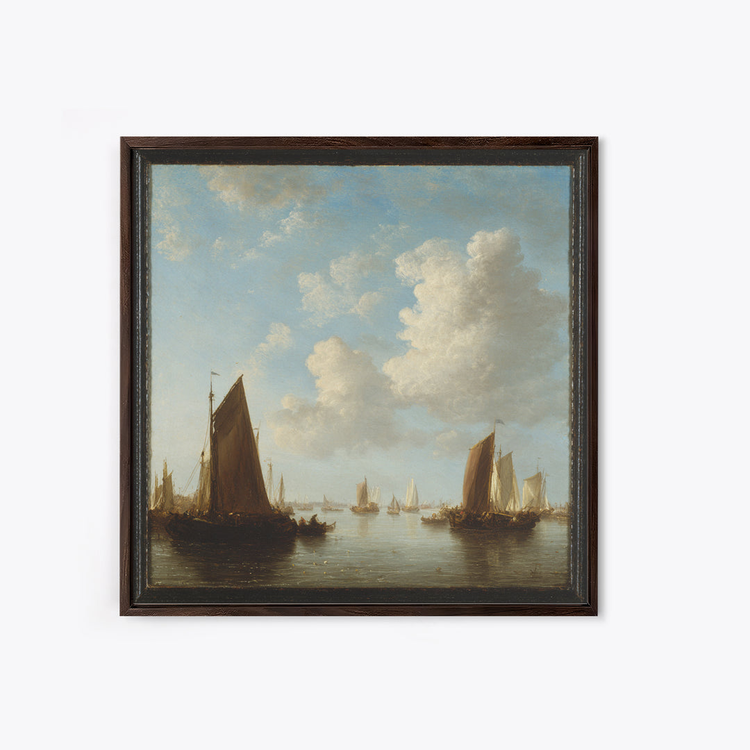 Seascape with Sailboats and Cloudy Sky Canvas Print, Traditional Art, Fine Art Print, Living Room Decor, Fine Art, Classic, TRA-1x1-5