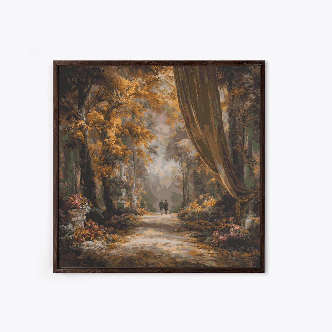 Autumn Forest Road Framed Canvas Print, Traditional Art, Japanese Art, Living Room Decor, Fine Art, Classic, Gallery Decor, TRA-1x1-64
