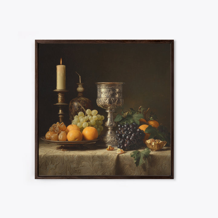 Dutch Fruit and Silver Goblet Still Life Canvas Print, Traditional Art, Japanese Decor, Living Room Decor, Fine Art, Classic, TRA-1x1-76