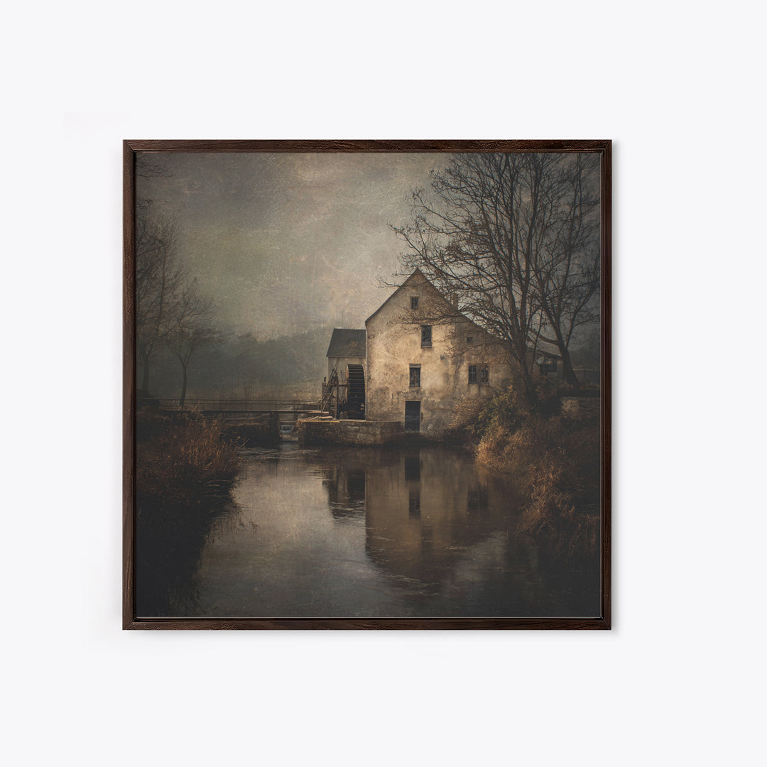 Watermill Beside a Quiet Stream Canvas Print, Traditional Art, Contemporary Art, Living Room Decor, Fine Art, Classic, TRA-1x1-89