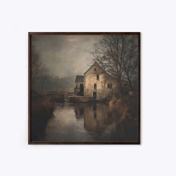 Watermill Beside a Quiet Stream Canvas Print, Traditional Art, Contemporary Art, Living Room Decor, Fine Art, Classic, TRA-1x1-89