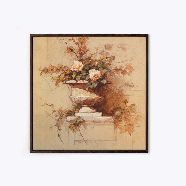 Basket of Apples and Pears on Linen Canvas Print, Traditional Art, Neutral Decor, Living Room Decor, Fine Art, Classic, TRA-1x1-90