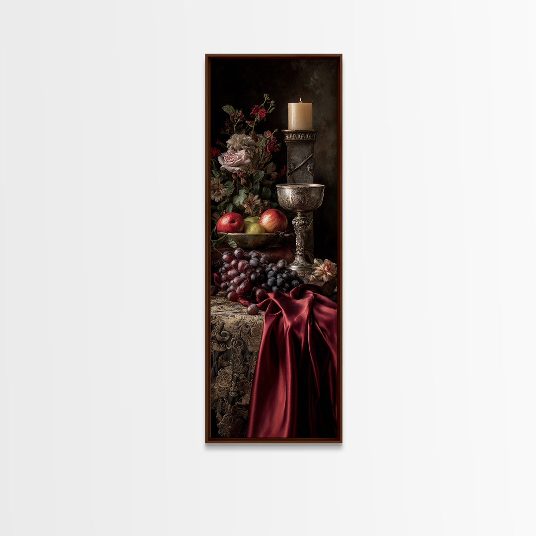 Dutch Fruit and Silver Goblet Still Life Canvas Print, Traditional Art, Artwork, Living Room Decor, Fine Art, Classic, TRA-1x3-40