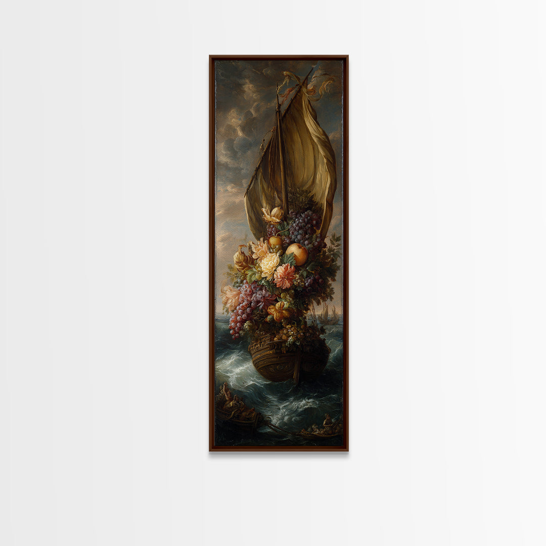 Ship at Sea Framed Canvas Print, Traditional Art, Fine Art Print, Living Room Decor, Fine Art, Classic, Wall Decor, Painting, TRA-1x3-74