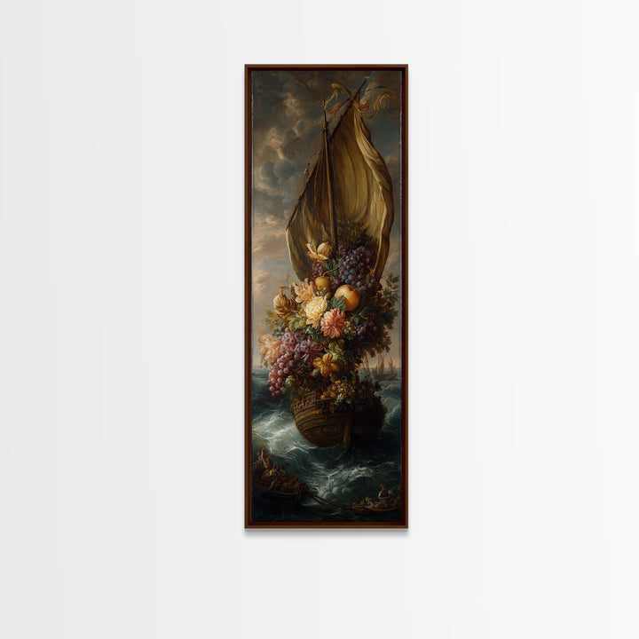 Ship at Sea Framed Canvas Print, Traditional Art, Fine Art Print, Living Room Decor, Fine Art, Classic, Wall Decor, Painting, TRA-1x3-74