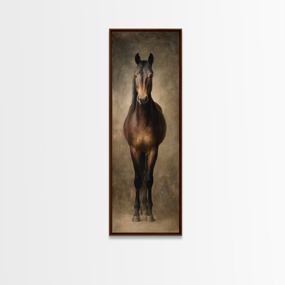 Realistic Horse Portrait Framed Canvas Print, Traditional Art, Statement Artwork, Living Room Decor, Fine Art, Classic, TRA-1x3-87