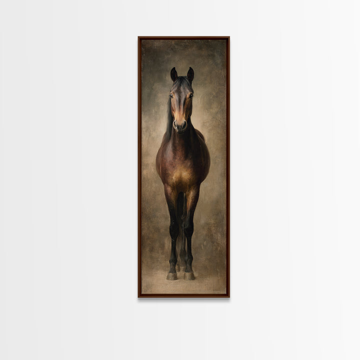 Realistic Horse Portrait Framed Canvas Print, Traditional Art, Statement Artwork, Living Room Decor, Fine Art, Classic, TRA-1x3-87