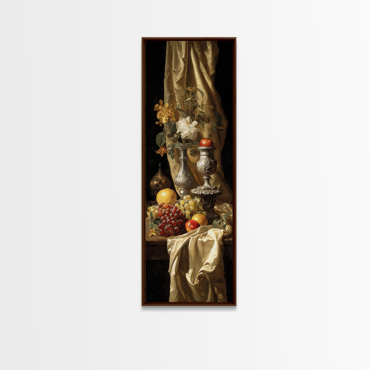 Dutch Fruit and Silver Goblet Still Life Canvas Print, Traditional Art, Japanese Decor, Living Room Decor, Fine Art, Classic, TRA-1x3-88