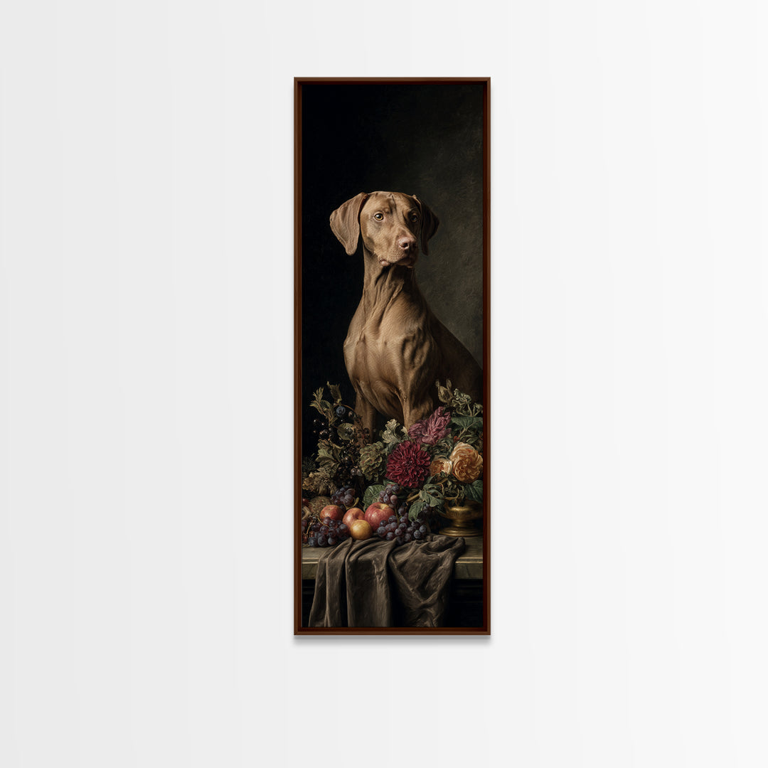Hunting Dog Portrait Framed Canvas Print, Traditional Art, Landscape, Living Room Decor, Fine Art, Classic, Textured Painting, TRA-1x3-96