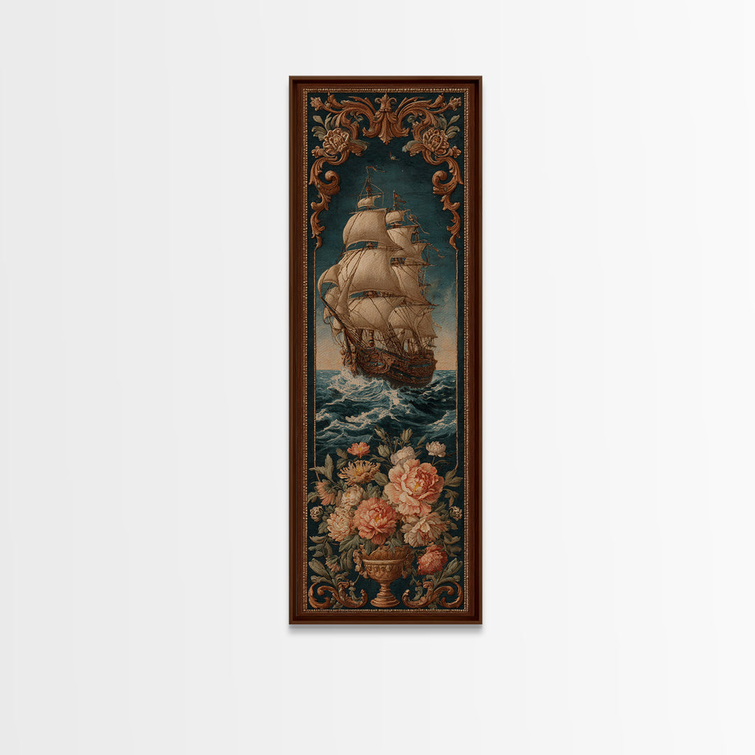 Ship at Sea Canvas Print, Traditional Art, Textured Painting, Living Room Decor, Fine Art, Classic, Art Commission, Boho, TRA-1x3-98