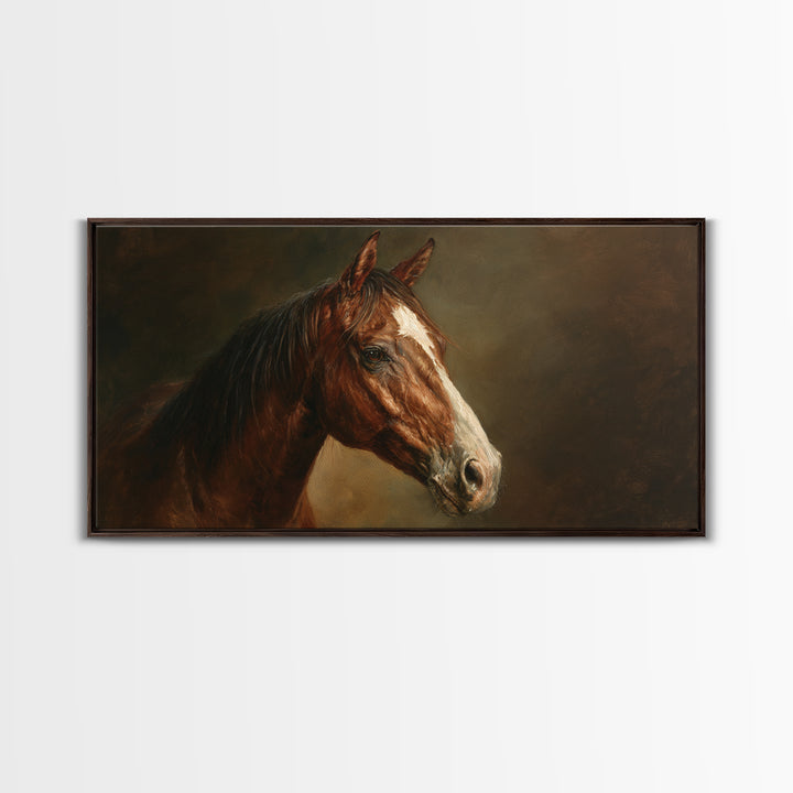 Realistic Horse Portrait Framed Canvas Print, Traditional Art, Canvas, Living Room Decor, Fine Art, Classic, Furry Art, TRA-2x1-23