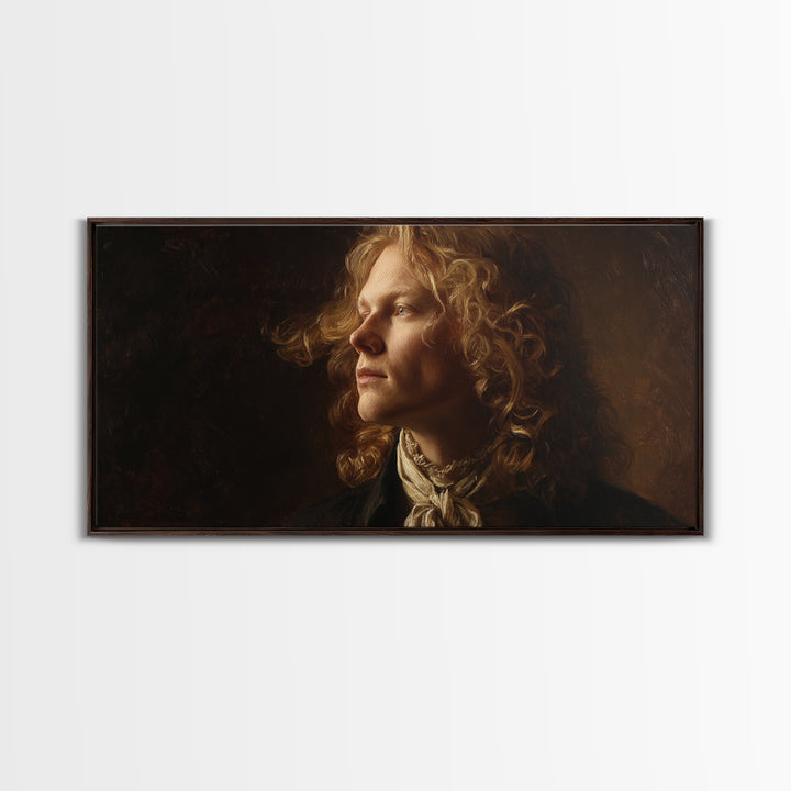 Classical Portrait with Dignified Lighting Framed Canvas Print, Traditional Art, Contemporary Art, Living Room Decor, Classic, TRA-2x1-28