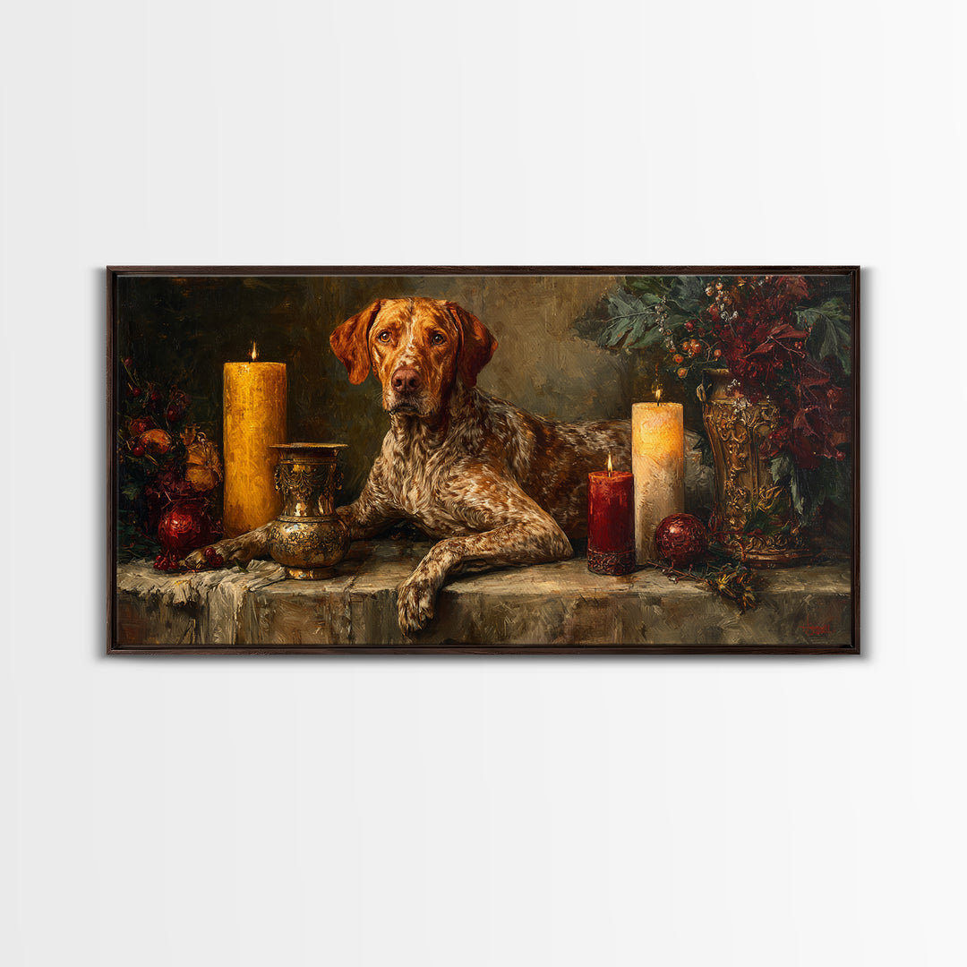 Hunting Dog Portrait Canvas Print, Traditional Art, Wall Art, Living Room Decor, Oil Painting, Classic, Artwork, Original Art, TRA-2x1-32