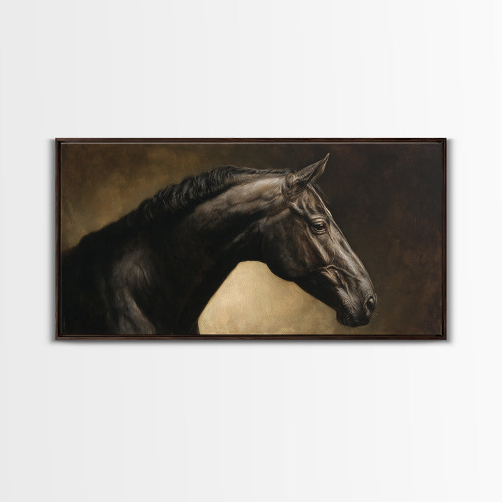 Realistic Horse Portrait Canvas Print, Traditional Art, Digital Print, Living Room Decor, Oil Painting, Classic, Indian Art, TRA-2x1-47