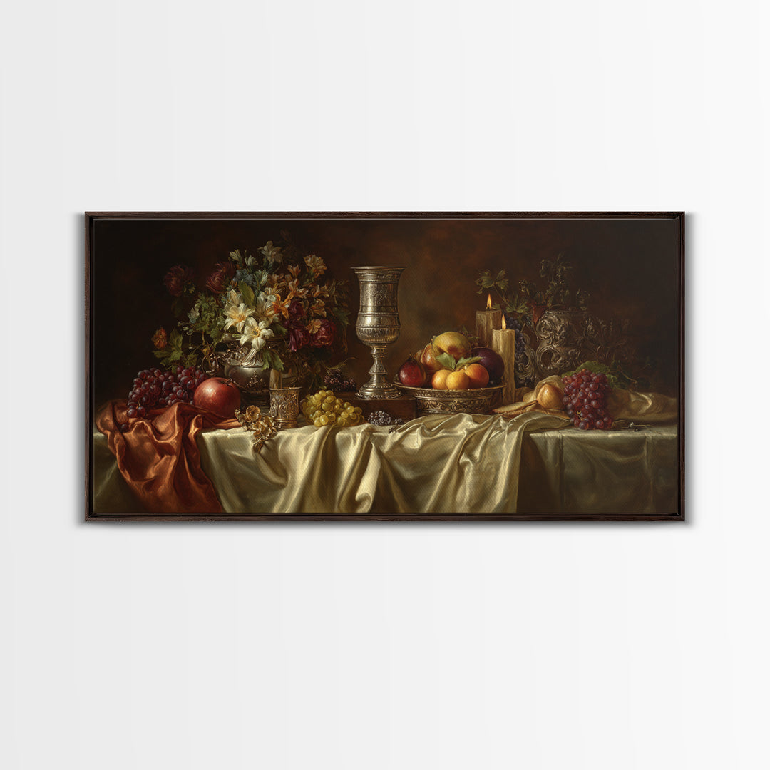 Dutch Fruit and Silver Goblet Still Life Canvas Print, Traditional Art, Wall Decor, Living Room Decor, Fine Art, Classic, TRA-2x1-48