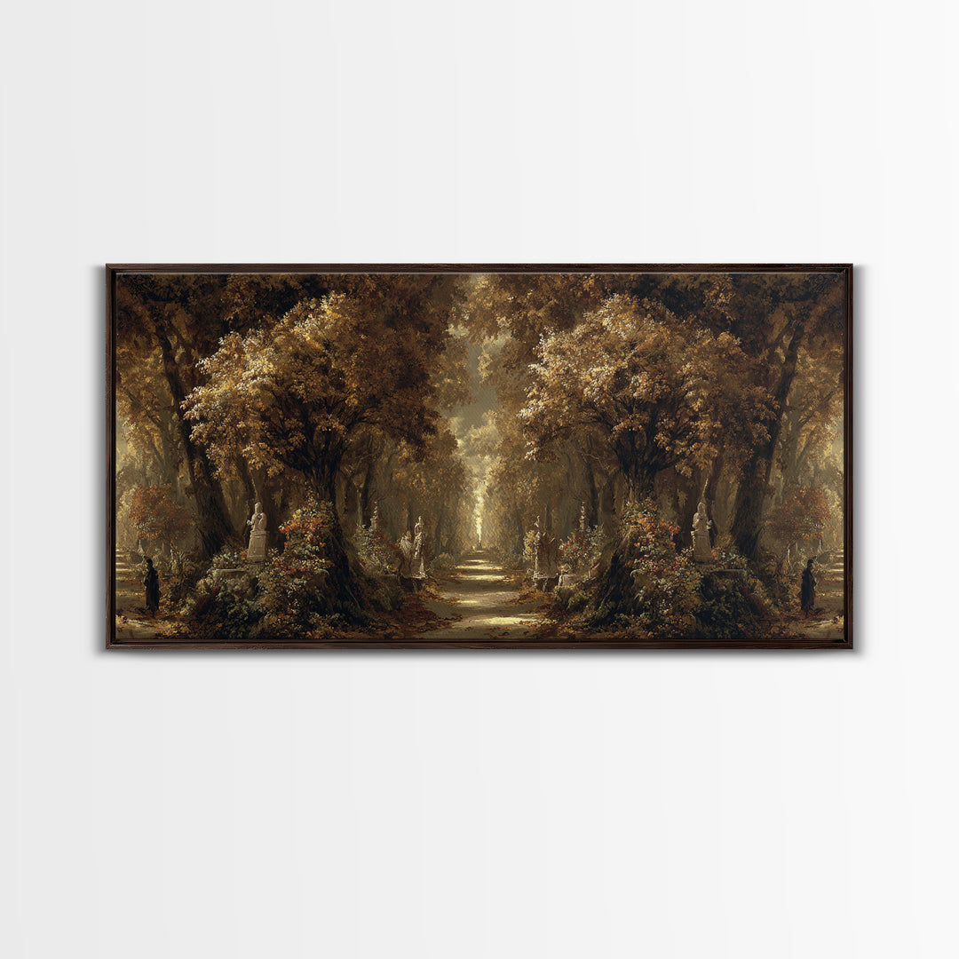 Autumn Forest Road Framed Canvas Print, Traditional Art, Art Print, Living Room Decor, Fine Art, Classic, Custom Art, TRA-2x1-60